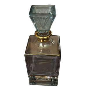 Illusions Italy lead crystal purple/ aqua Perfume Bottle with Gold Accents